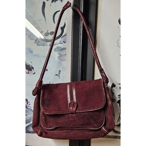 RARE ! Hudsons detroit Vintage red suede leather shoulder bag made in Italy